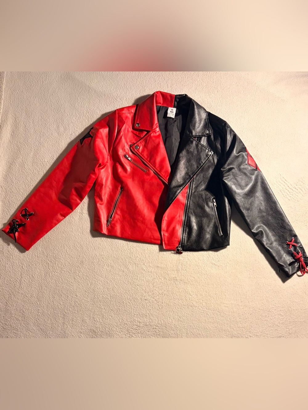 DC Comics Spirit Two-Tone Red & Black Faux Leather Jacket